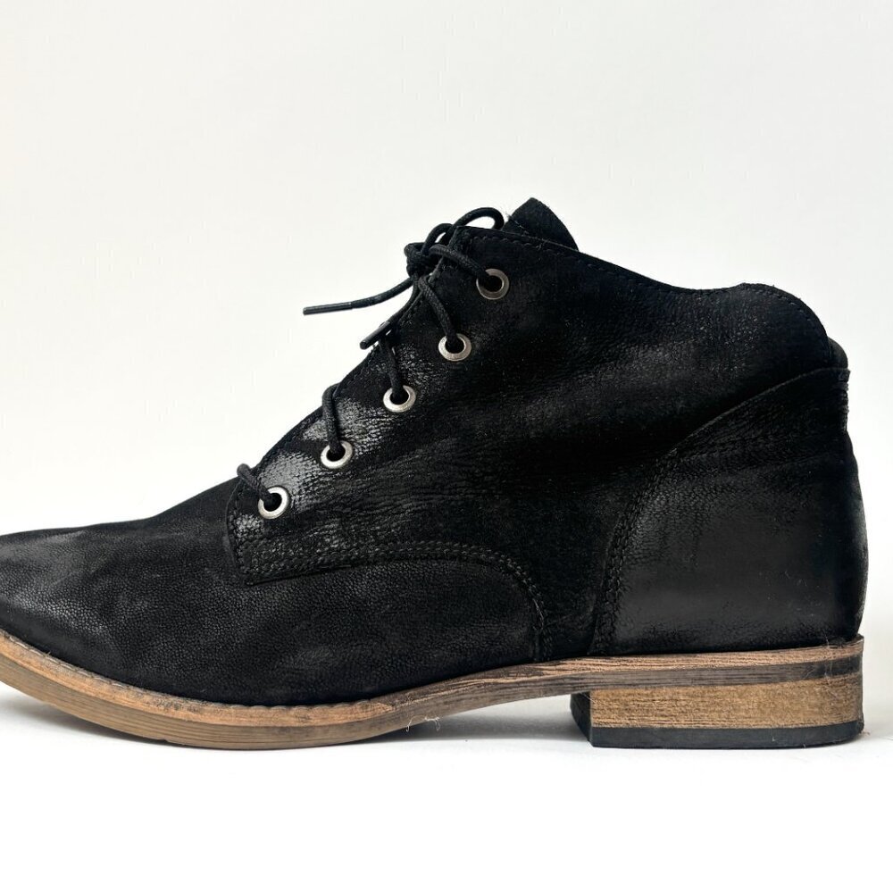 Diba Eli Genuine Black Suede Leather Combat Ankle Booties - sz 8 - Picture 6 of 12